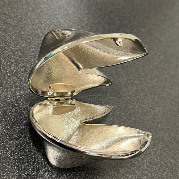 Chrome hinged fortune cookie trinket box. - Picture 3 of 8